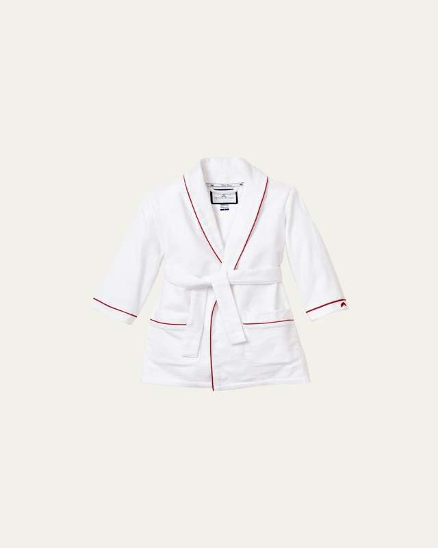 Kid's Solid Flannel Robe w/ Contrast Piping, Size 6M-14